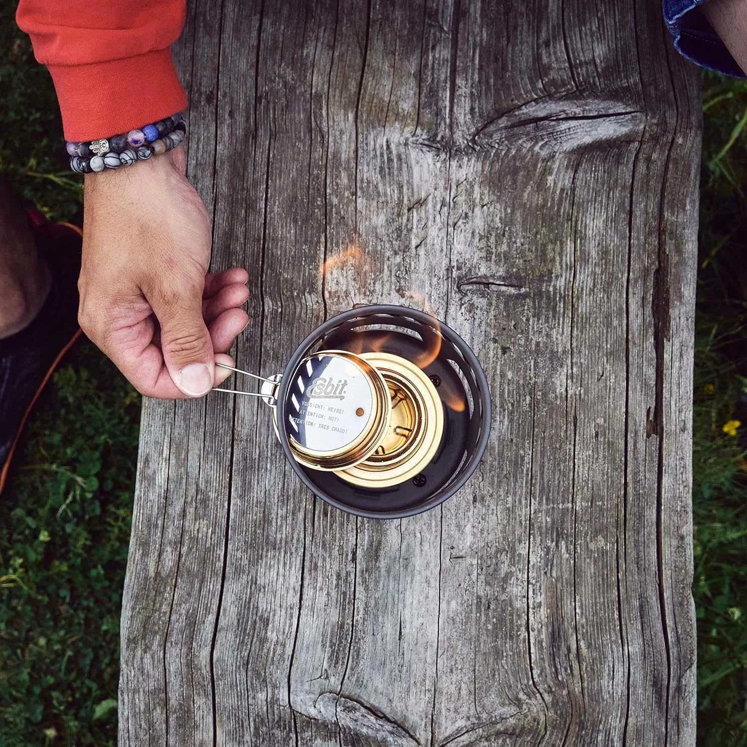 Esbit Brass Alcohol Burner Camping Stove with Variable Temperature Control