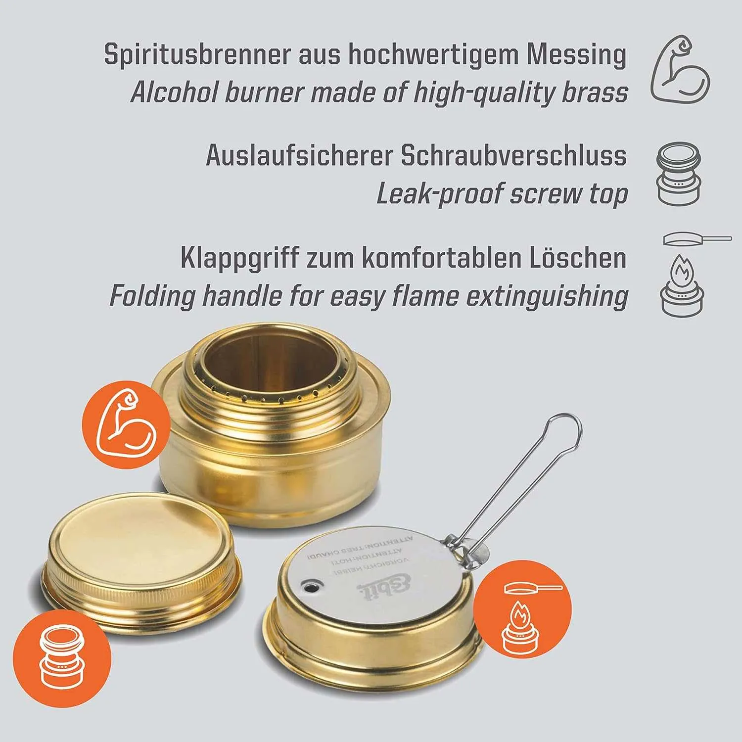 Esbit Brass Alcohol Burner Camping Stove with Variable Temperature Control