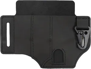 Everyday Carry Leather Tactical Holster, Multi Tool Organizer with Quick-Release Clip, Survival Pouch for Flashlights and Knives, Outdoor Equipment Carrier with Belt Attachment