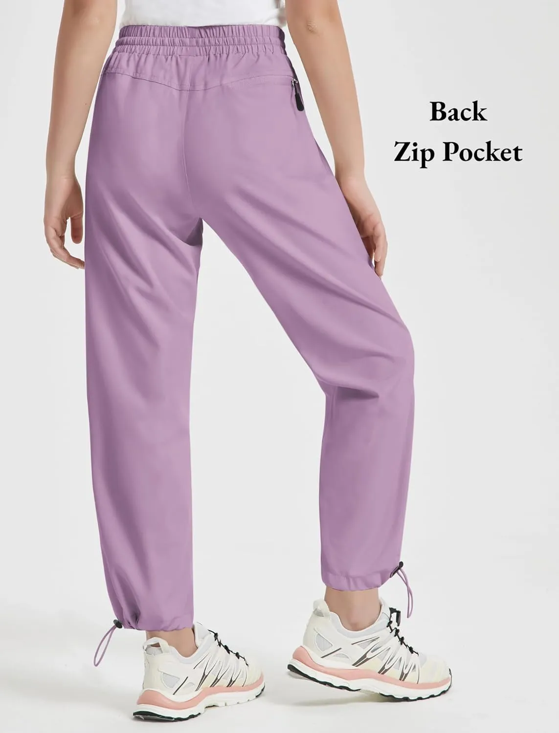 EXARUS Girls Joggers Hiking Pants Water Resistant Kids Athletic Quick Dry Lightweight Zip Pockets High Waisted 6-14Y