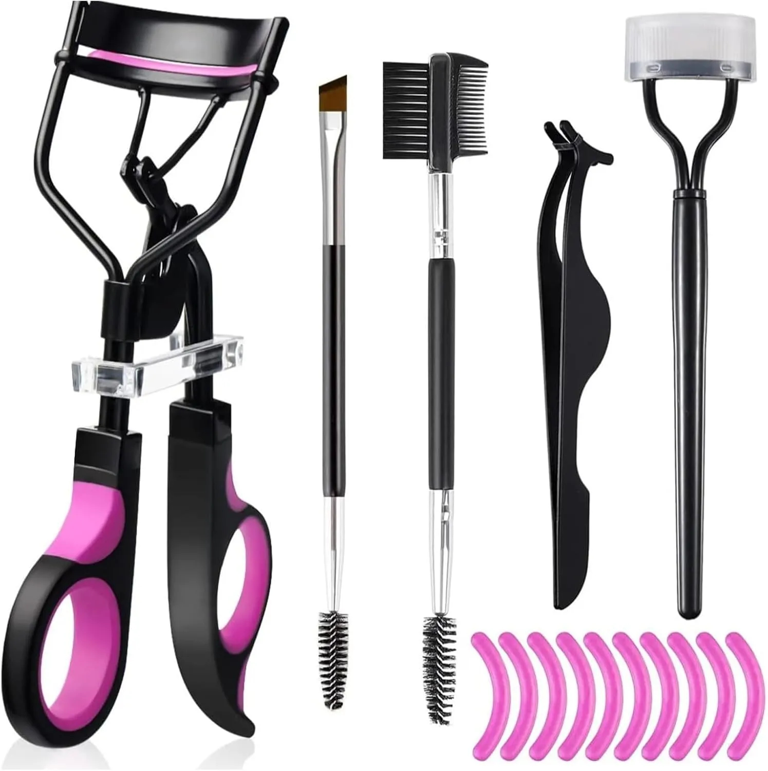 Eyelash Curlers for Women Lash Curler, Eyelash Comb Seperator, Mascara Brushes,Lash Extension Tweezers with 10 Eyelash Curler Refills