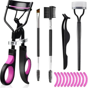Eyelash Curlers for Women Lash Curler, Eyelash Comb Seperator, Mascara Brushes,Lash Extension Tweezers with 10 Eyelash Curler Refills