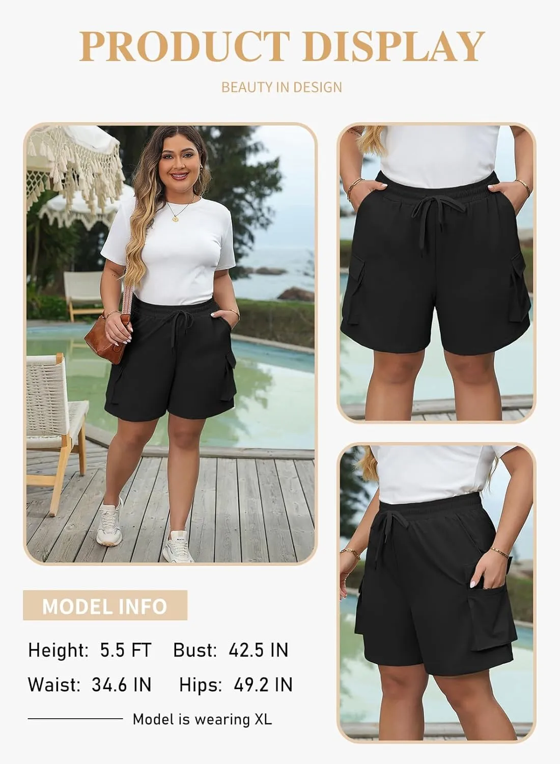 Eytino Womens Plus Size Hiking Cargo Shorts Lightweight Active Athletic Shorts Running Summer Shorts with Pockets(1X-5X)