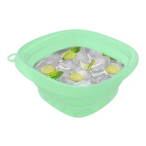 Face Ice Bath Bowl,Camping Wash Basin - Facial Roller Silicone Reusable Foldable Washing Basin with Build in Cube Tray for Skin Care Kitchen Spa