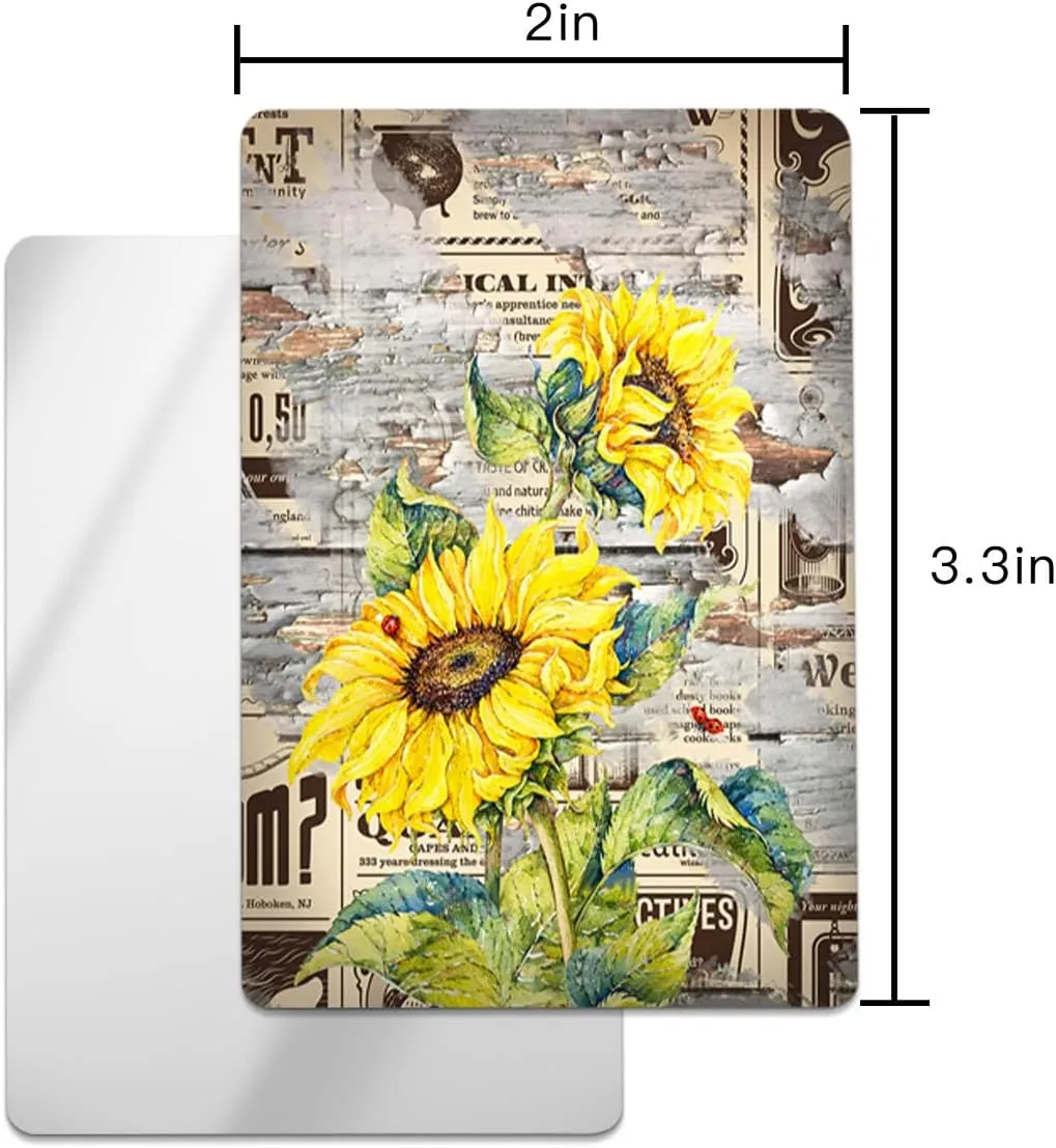Farmhouse Florals Retro Newspaper Small Compact Mirror for Purse, Farmhouse Florals Retro Newspaper Travel Makeup Mirror for Women Men, Rectangular Handheld Compact Pocket Mirror 1 PCS