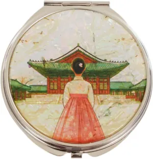 February Mountain Mother of Pearl Compact Mirror – Dual Magnification Gift for Women, Mom, Sister – Birthday or Christmas Idea (1, Heritage Walk)
