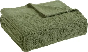 Fiesta - Queen Blanket, Soft Thermal Cotton Blanket (Full/Queen, Sage)