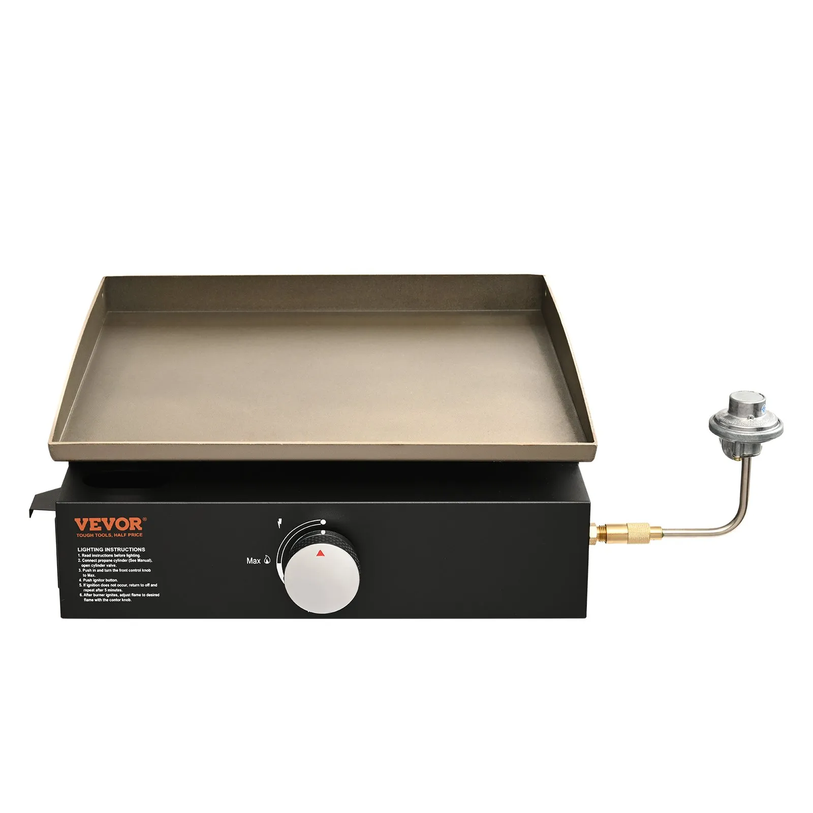 (FINAL PRICES ARE LOWER ON OUR SITE!) VEVOR Commercial Griddle, 16.9" Heavy Duty Manual Flat Top Griddle, Countertop Gas Grill with Non-Stick Cooking Plate, Steel LPG Gas Griddle, 1-Burner Restaurant Portable Grill -  13,000 BTU