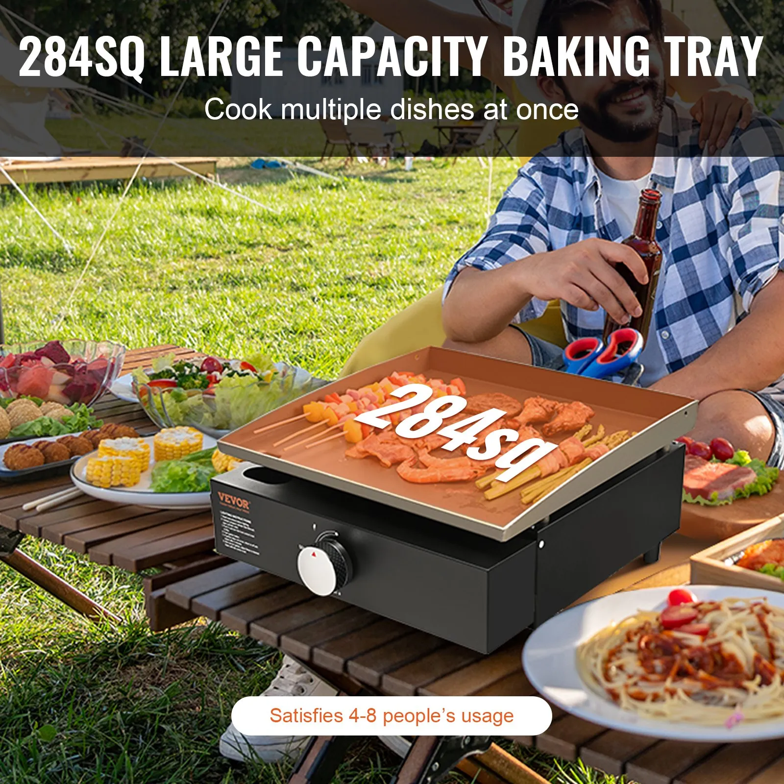 (FINAL PRICES ARE LOWER ON OUR SITE!) VEVOR Commercial Griddle, 16.9" Heavy Duty Manual Flat Top Griddle, Countertop Gas Grill with Non-Stick Cooking Plate, Steel LPG Gas Griddle, 1-Burner Restaurant Portable Grill -  13,000 BTU