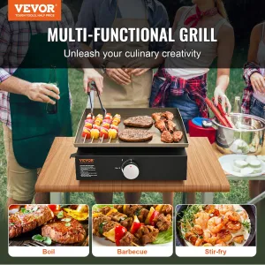 (FINAL PRICES ARE LOWER ON OUR SITE!) VEVOR Commercial Griddle, 16.9" Heavy Duty Manual Flat Top Griddle, Countertop Gas Grill with Non-Stick Cooking Plate, Steel LPG Gas Griddle, 1-Burner Restaurant Portable Grill -  13,000 BTU