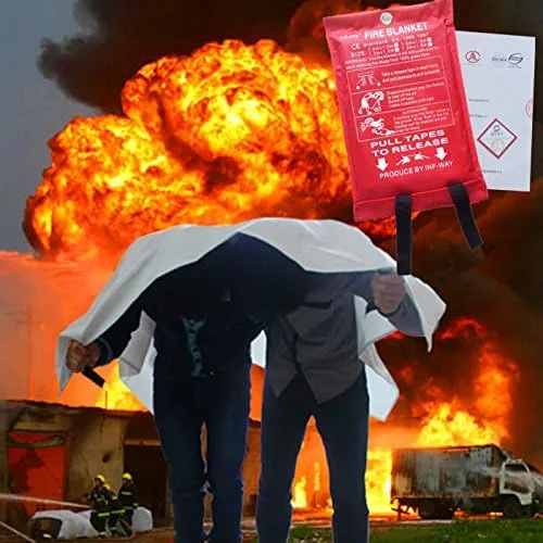 Fire Blanket for Home, Fiberglass Fire Suppression Blanket for Kitchen, Flame Retardant Protection and Heat Insulation Emergency Fireproof Safety Blankets for People (1, S 39.3''x39.3'')