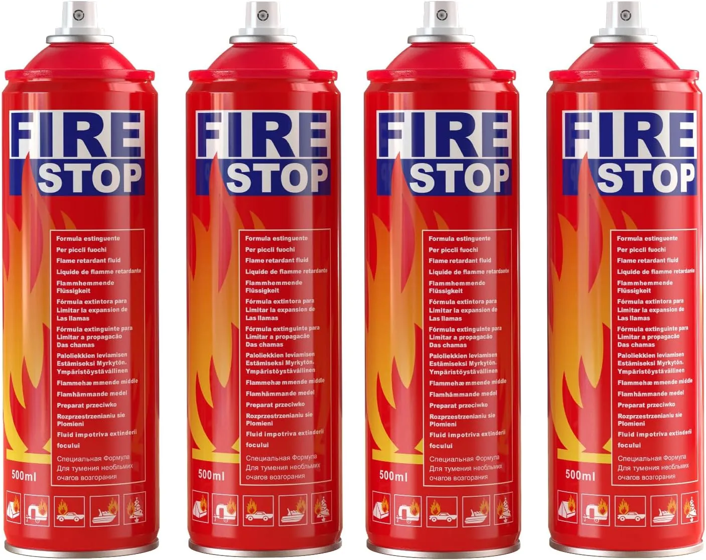 Fire Extinguisher 4-Pack with Mounting Bracket for Home, Kitchen, Car, Grill - Portable Small A, B, C, K Fire Extinguisher - 8-in-1 - Prevents Reignition.