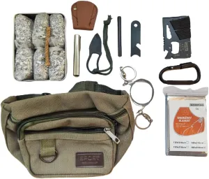 Fire Starter Survival Kit – 6 Bags Magnesium, Ferro Rod, Striker, Emergency Blanket, Cable Saw, Wax Rope, Multi-Purpose Tool Card, Carabiner & Tin – Camping, Hiking, Bushcraft,Bug Out Bag, Prep