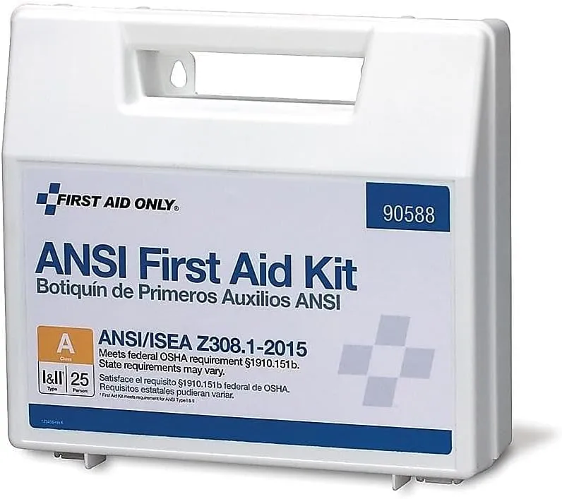 First Aid Only 90562 ANSI A 2015 and OSHA Compliant First Aid Kit, 25-Person Emergency First Aid Kit for Business, Home, Car, and Construction Sites, 89 Pieces