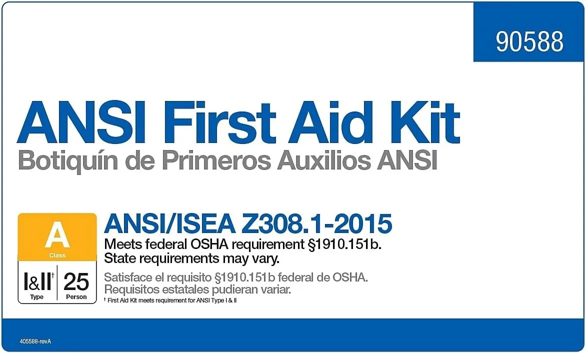 First Aid Only 90562 ANSI A 2015 and OSHA Compliant First Aid Kit, 25-Person Emergency First Aid Kit for Business, Home, Car, and Construction Sites, 89 Pieces