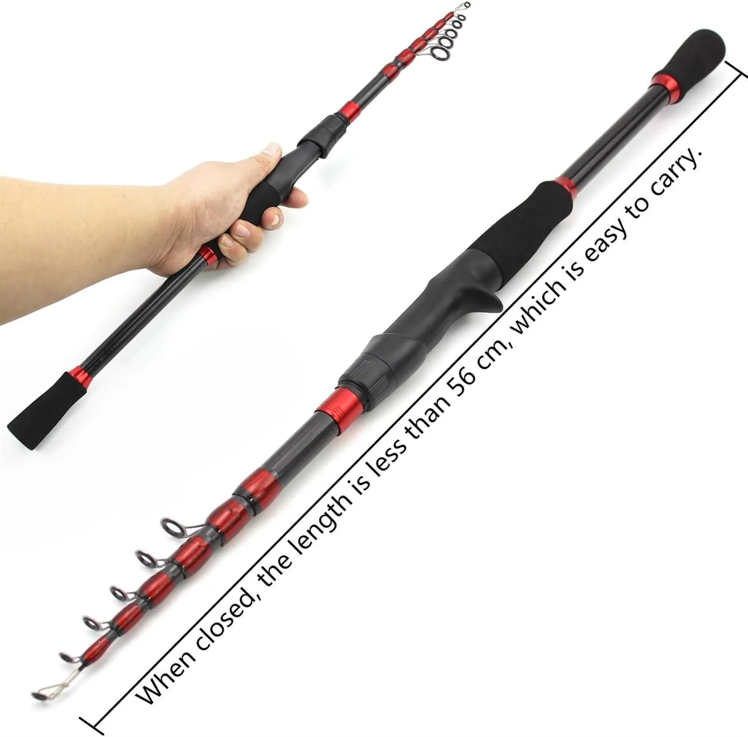 Fishing Poles 1.6m-2.7m Telescopic Fishing Rod Carbon Portable Spinning Casting Rod Lure Fishing Lure Weight 7-28g M Power Fast Rod Fishing Rod and Reel Combos ( Color : Casting Rod , Size : 1.8m )