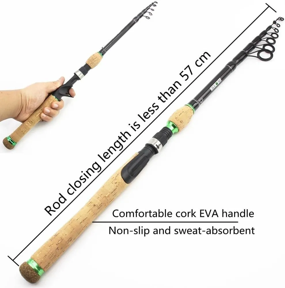 Fishing Poles Carbon Telescopic Fishing Rod Extended Cork Handle 15-45g Lure Weight M Power Fast Lure Rod Telescopic Fishing Rod