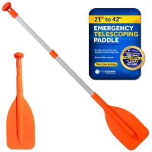 Five Oceans Emergency Telescoping Paddle, Boat Paddles, Floating Orange Paddle, Extends from 21" to 42", Compact Design for Easy Storage, Strong Anodized Aluminum Shaft