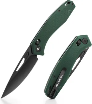 FLISSA Folding Pocket Knife, EDC Knife with Axis Lock for Men, 3.5 inch D2 Steel Blade, G10 Handle, Camping Knife with Deep-carry Pocket Clip for Outdoors and Daily Use(Green)