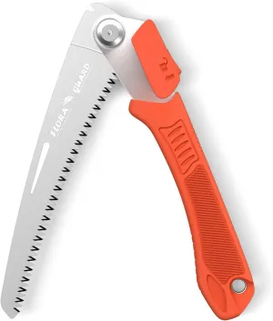 FLORA GUARD 8-Inch Folding Hand Saw, Pruning Saw with Trible-Cut Razor Teeth for Wood Cutting, Tree Trimming, Professional Camping Gardening Tools