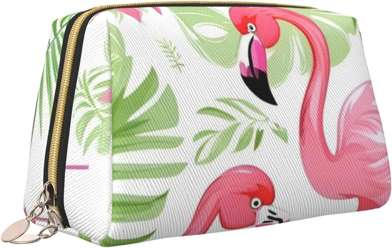 Floral Flamingo Botany Toiletry Pouch, Travel-Friendly Makeup Organizer For Makeup Brushes, Lipsticks