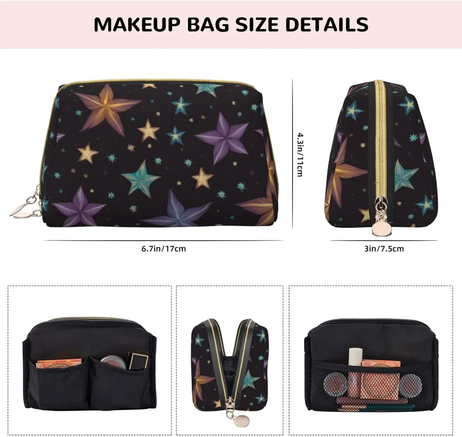Flower Hummingbirds Toiletry Pouch, Travel-Friendly Makeup Organizer For Makeup Brushes, Lipsticks
