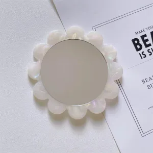 Flower Shaped Makeup Mirror Handheld Round Mirror Compact Makeup Mirror (Color : C, Size : One Size)