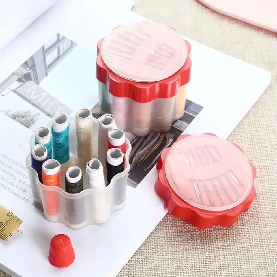 Flower Thread Box, Cloth Fabric Handy Needlework Tools, Thimble Buttons Mini Sewing Kit Organizer, Mini Sewing Kit Needle Threads Box
