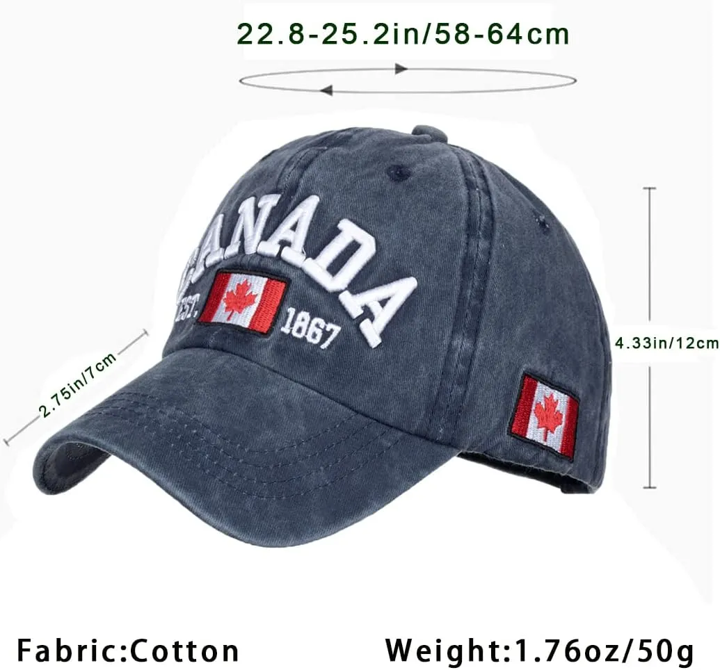 Foetest Adjustable Cap Cotton Hat Baseball Cap Canada Cap Hat Flag Cap Casual Headwear Embroidery