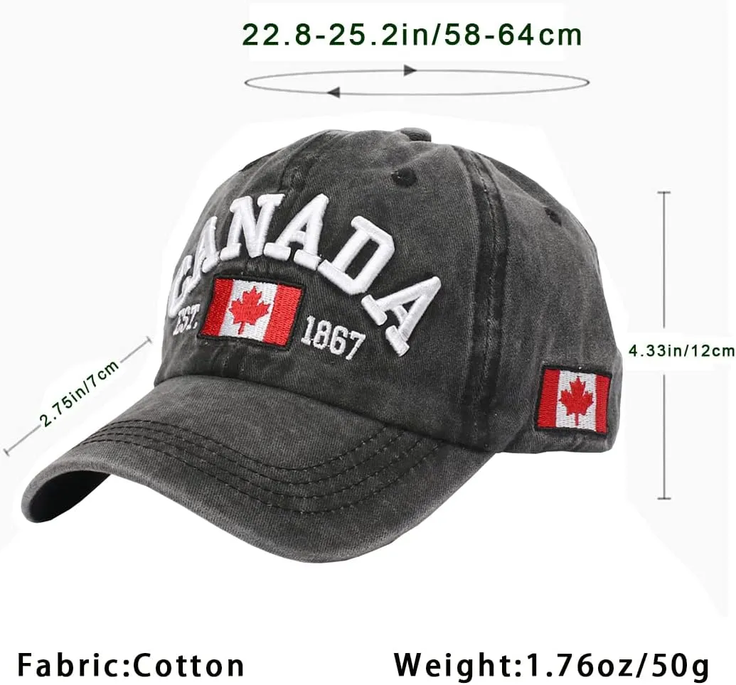 Foetest Adjustable Cap Cotton Hat Baseball Cap Canada Cap Hat Flag Cap Casual Headwear Embroidery