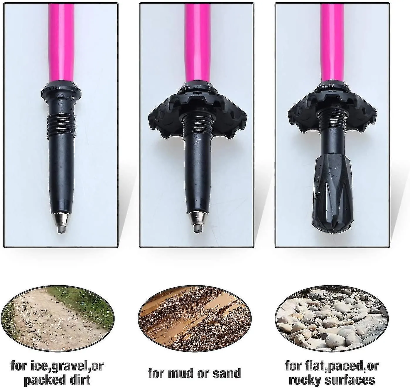 Foldable Hiking Poles - 1pcs Adjustable Walking Sticks Trekking Poles - Rose