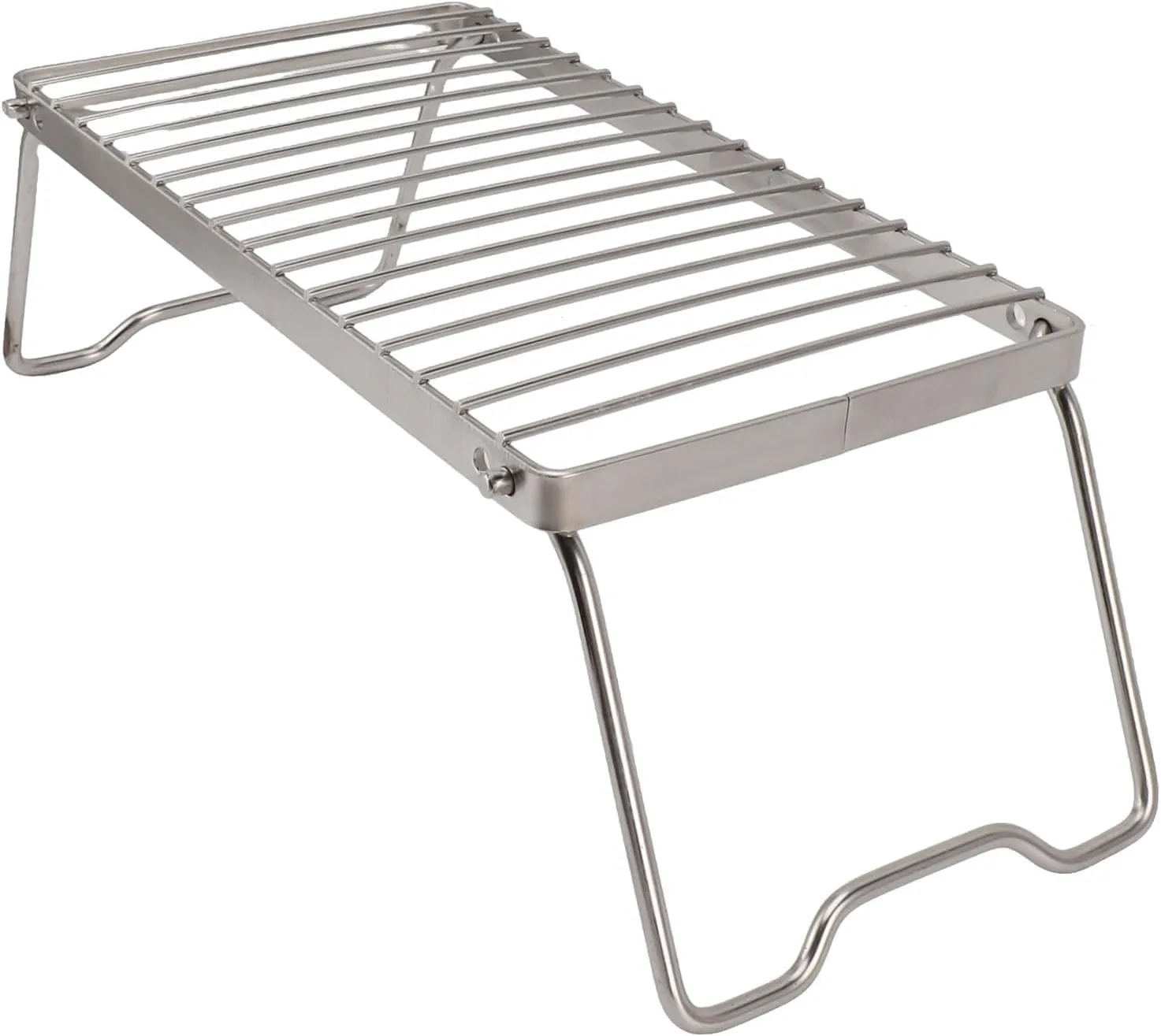 Folding Campfire Grill, Small Adjustable Height Cam Grill Grate, Stainless Steel Thicker Over Fire Camp Grill Cooking Rack for Picnics, Fishing, 4.7 x 5.9 x 15.0in