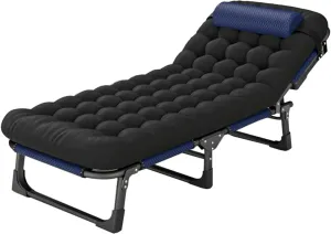 Folding Camping Cot for Adults, Adjustable Adults Reclining Chaise, Folding Camping Cot, Sleeping Cots, Camp Bed for Outdoor, Home, Office, 193x68cm