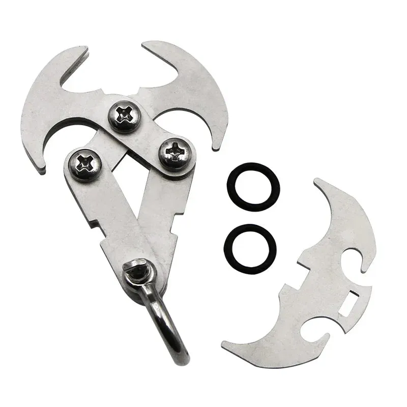 Folding Gravity Grab Hook Outdoor Rock Climbing Rescue Claw Survival Mountaineering Tool Multifunctional Stainless Steel/Iron