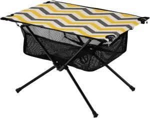 Folding Outdoor Table Fashion Zigzag Pattern Yellow Colors Sturdy Beach Drink Table with Storage Bag for Hiking Picnic Vacation