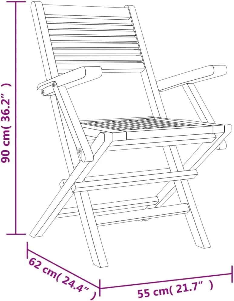 Folding Patio Chairs Set of 8 Teak Wood Outdoor Chairs with Armrests and Backrest Comfortable Outdoor Furniture for Patio, Garden, Beach, Lawn, Dining, and Camping