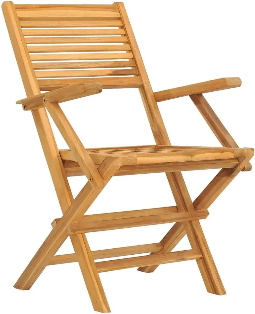 Folding Patio Chairs Set of 8 Teak Wood Outdoor Chairs with Armrests and Backrest Comfortable Outdoor Furniture for Patio, Garden, Beach, Lawn, Dining, and Camping