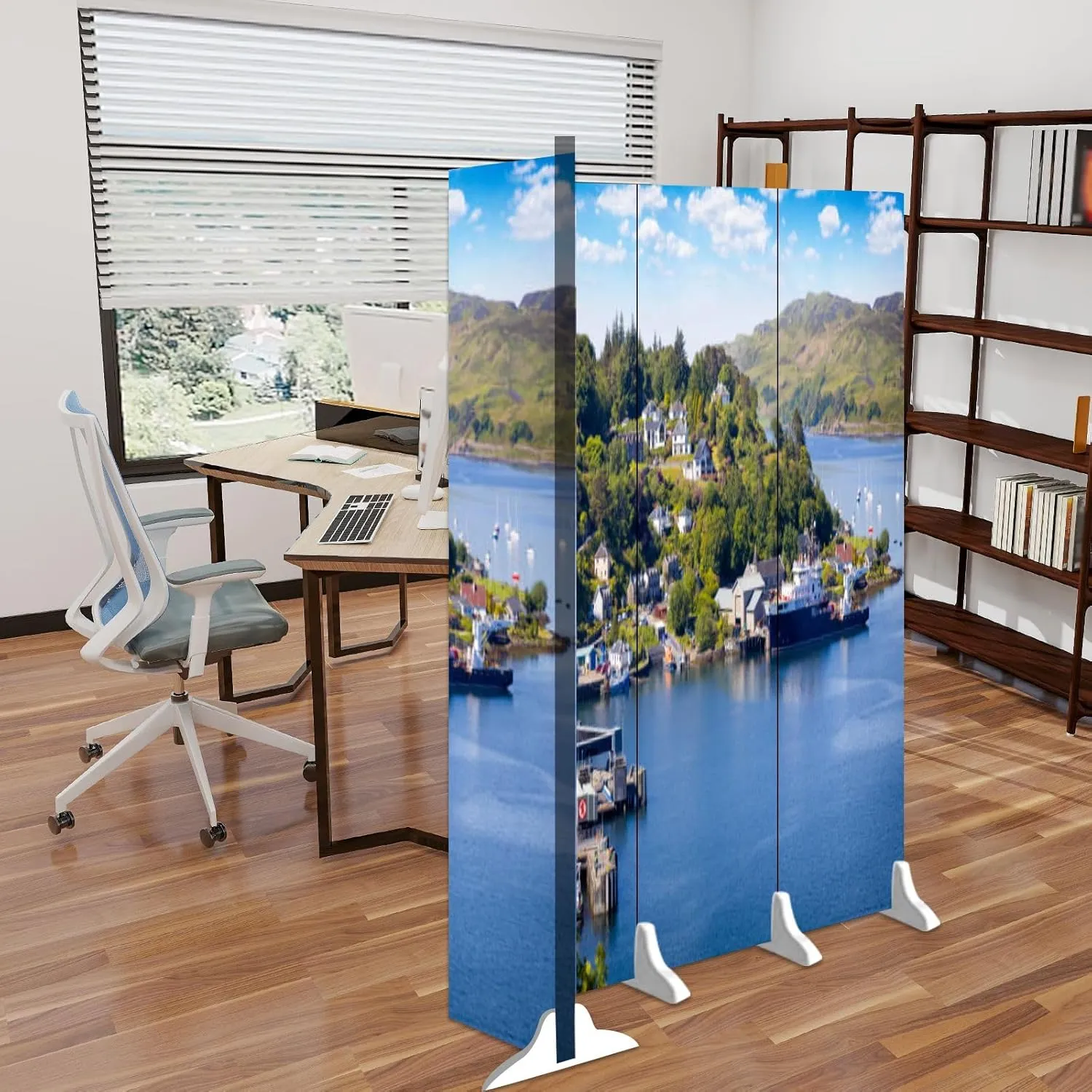 Folding Room Divider Wall Privacy Screen Holidays Scotland Panoramic View Oban west Coast Scotland Portable Partition Room Separator Panel for Home Office Bedroom 4 Panel