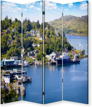 Folding Room Divider Wall Privacy Screen Holidays Scotland Panoramic View Oban west Coast Scotland Portable Partition Room Separator Panel for Home Office Bedroom 4 Panel