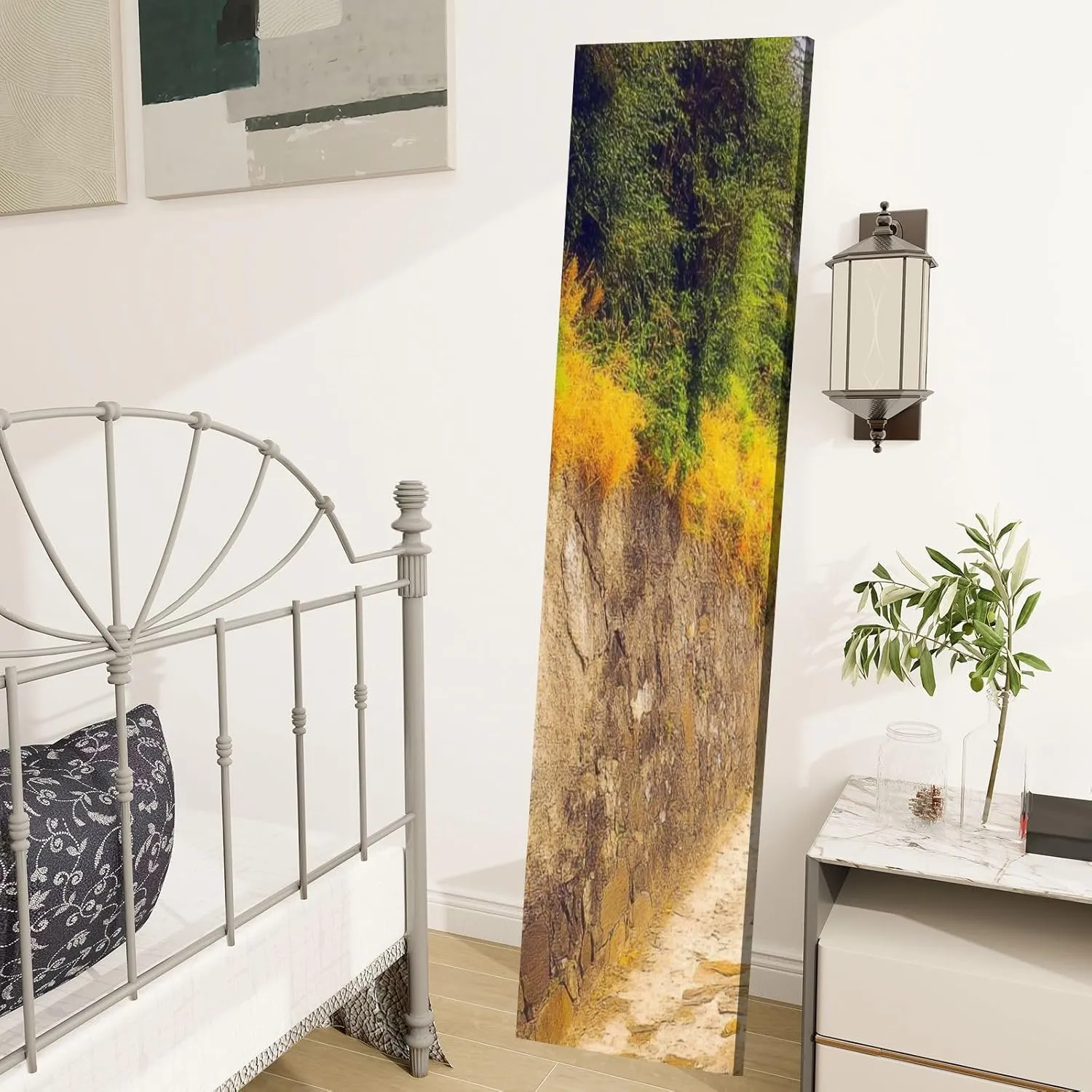 Folding Room Divider Wall Privacy Screen Walking to Monterosso al Mar Portable Partition Room Separator Panel for Home Office Bedroom 4 Panel