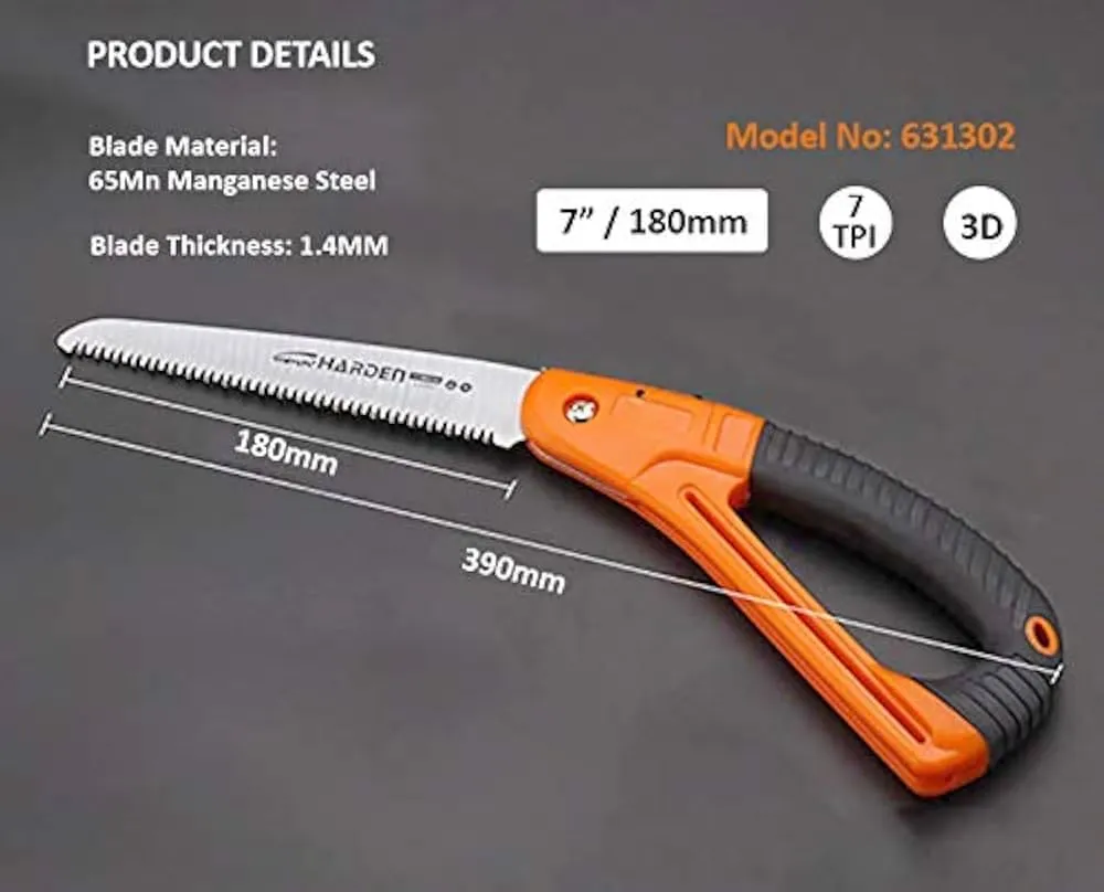 Folding Saw 7-Inch with Razor Tooth Blade – Hand Saw for Wood Cutting, Pruning, Camping, Gardening, and Hunting – Compact, Heavy-Duty Made with Hardened High Carbon Steel