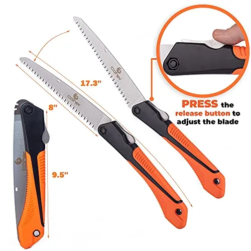 Folding Saw, 8 Inch Rugged Blade Hand Saw, Best for Camping, Gardening, Hunting | Cutting Wood, PVC, Bone, Pruning Saw with Ergonomic Non-Slip Handle