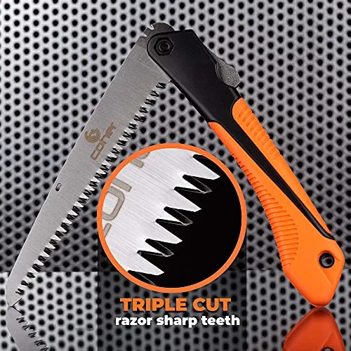 Folding Saw, 8 Inch Rugged Blade Hand Saw, Best for Camping, Gardening, Hunting | Cutting Wood, PVC, Bone, Pruning Saw with Ergonomic Non-Slip Handle