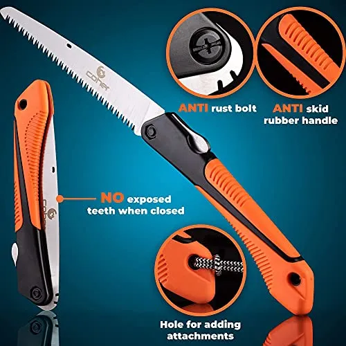 Folding Saw, 8 Inch Rugged Blade Hand Saw, Best for Camping, Gardening, Hunting | Cutting Wood, PVC, Bone, Pruning Saw with Ergonomic Non-Slip Handle