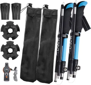Folding Trekking Poles, Hiking Travel Poles, Hiking Equipment, Lightweight Trekking Poles, Suitable for Men and Women, The Elderly and Children，with an Outdoor Compass