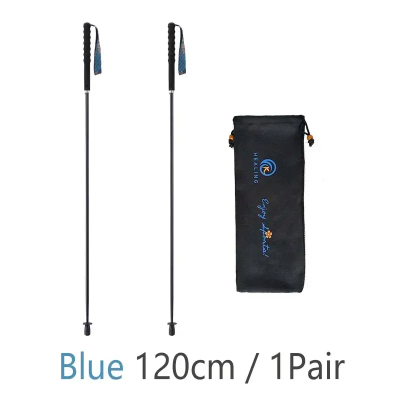 Folding Ultra-Light Carbon Fiber Hiking Poles: 5-Section Trekking Sticks