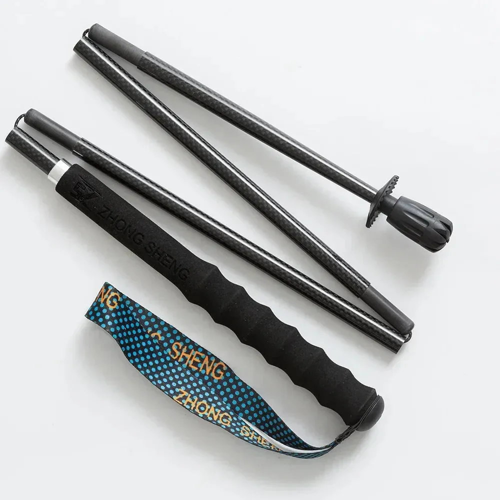 Folding Ultra-Light Carbon Fiber Hiking Poles: 5-Section Trekking Sticks