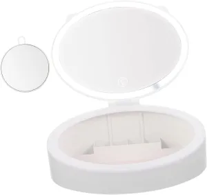 Gatuida Compact Led Makeup Mirror with Storage Case Portable Design with Smart Sensor and Features Go and Detailed Grooming