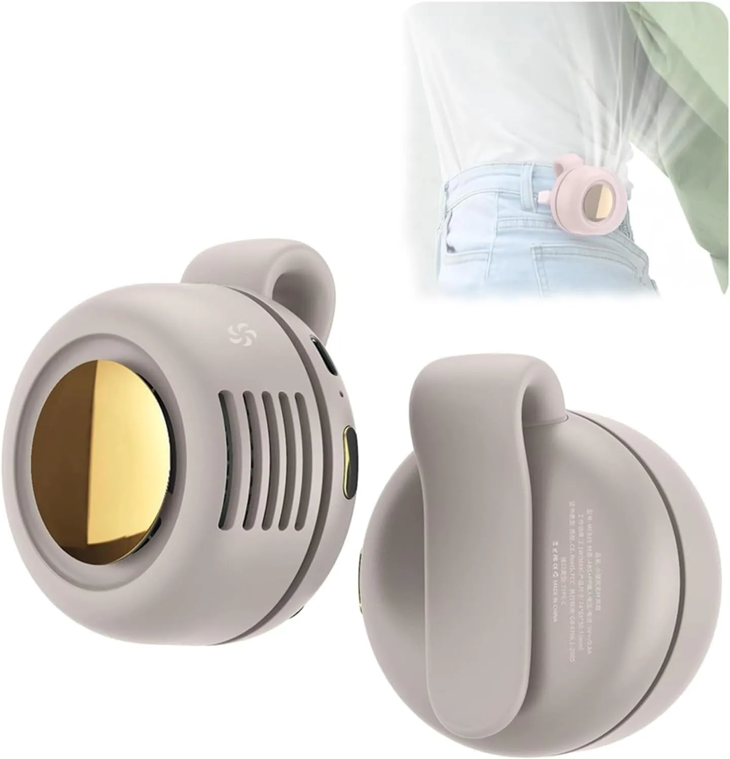 Gaukomzs Portable Mini Bladeless Fan, 3-Speed Clip-on Fan for Shirt and Waist, White