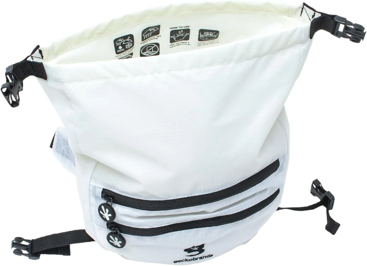 geckobrands Waterproof Lightweight Dry Bag Waist Pouch with Adjustable Strap | for Beach, Swimming, Boating, Fishing, Hiking, and Dual Zipper Pockets for Sports, Workouts, Travel, Running, Casual Use